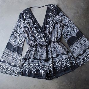 The Jetset Diaries Black Estella Print Romper